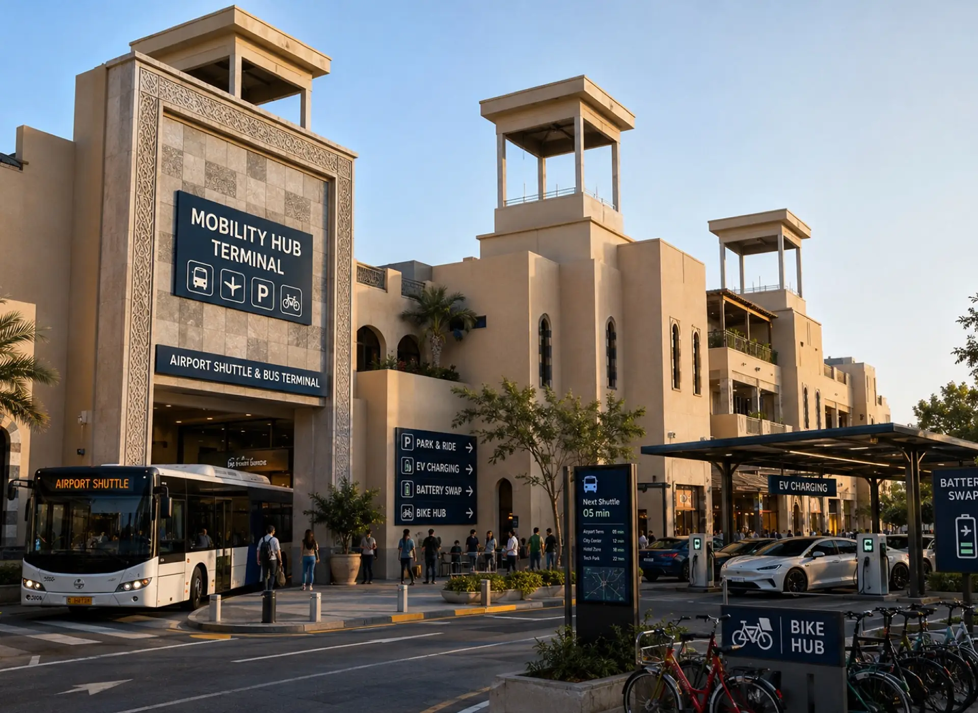 Arab City Melaka — Mobility Hub Terminal (airport shuttle, bus terminal, EV charging and bike hub)